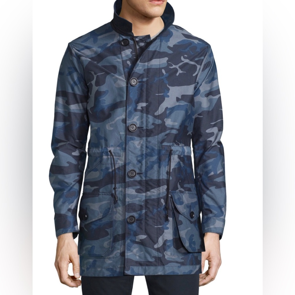 Burberry blue camouflage coat